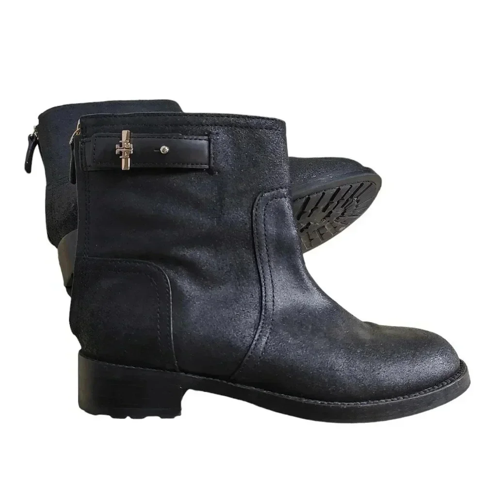 Tory Burch Selena Black Leather Ankle Boots 9